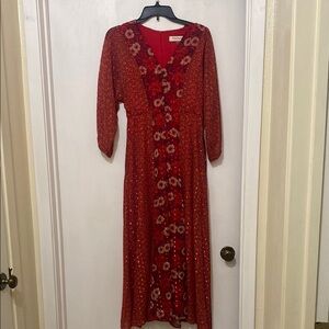 Taylor Red Floral Long Sleeve Dress